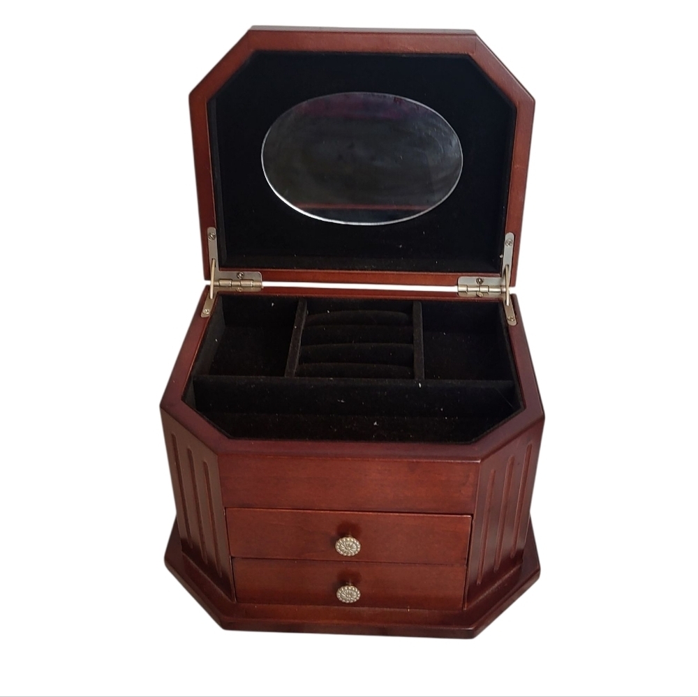 Vintage Bombay Company Mahogany Jewelry Box